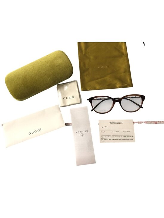 Gucci GG0658OA Eyeglasses Brown Havana Acetate Finish Gold-Toned Bamboo Design